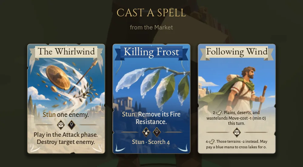 A Knack for It offering The Whirlwind, Killing Frost and Following Wind, with Stun in dark ink