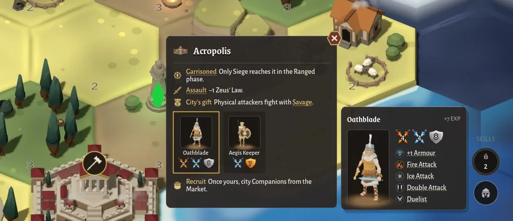 The Acropolis card with its defenders