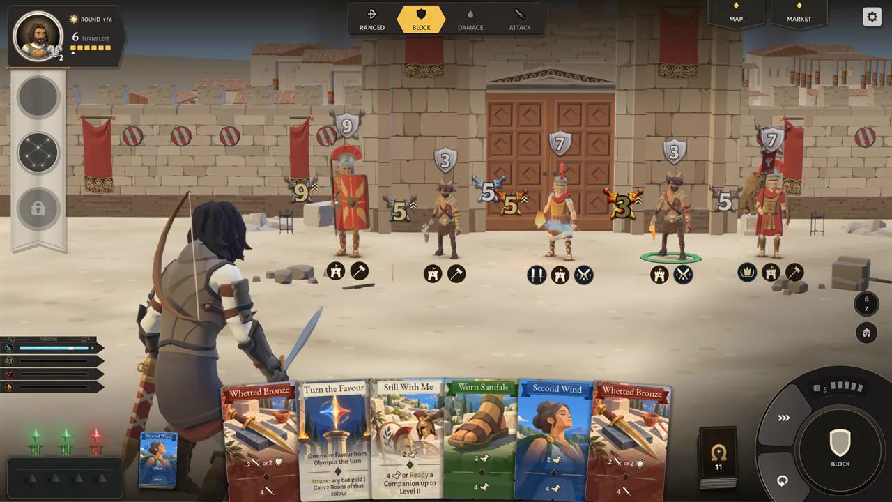 A city with five defenders, each one in view